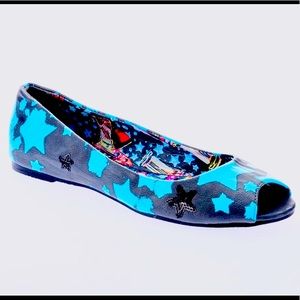 Iron Fist Blue Star Peep Toe Flats - Size 8